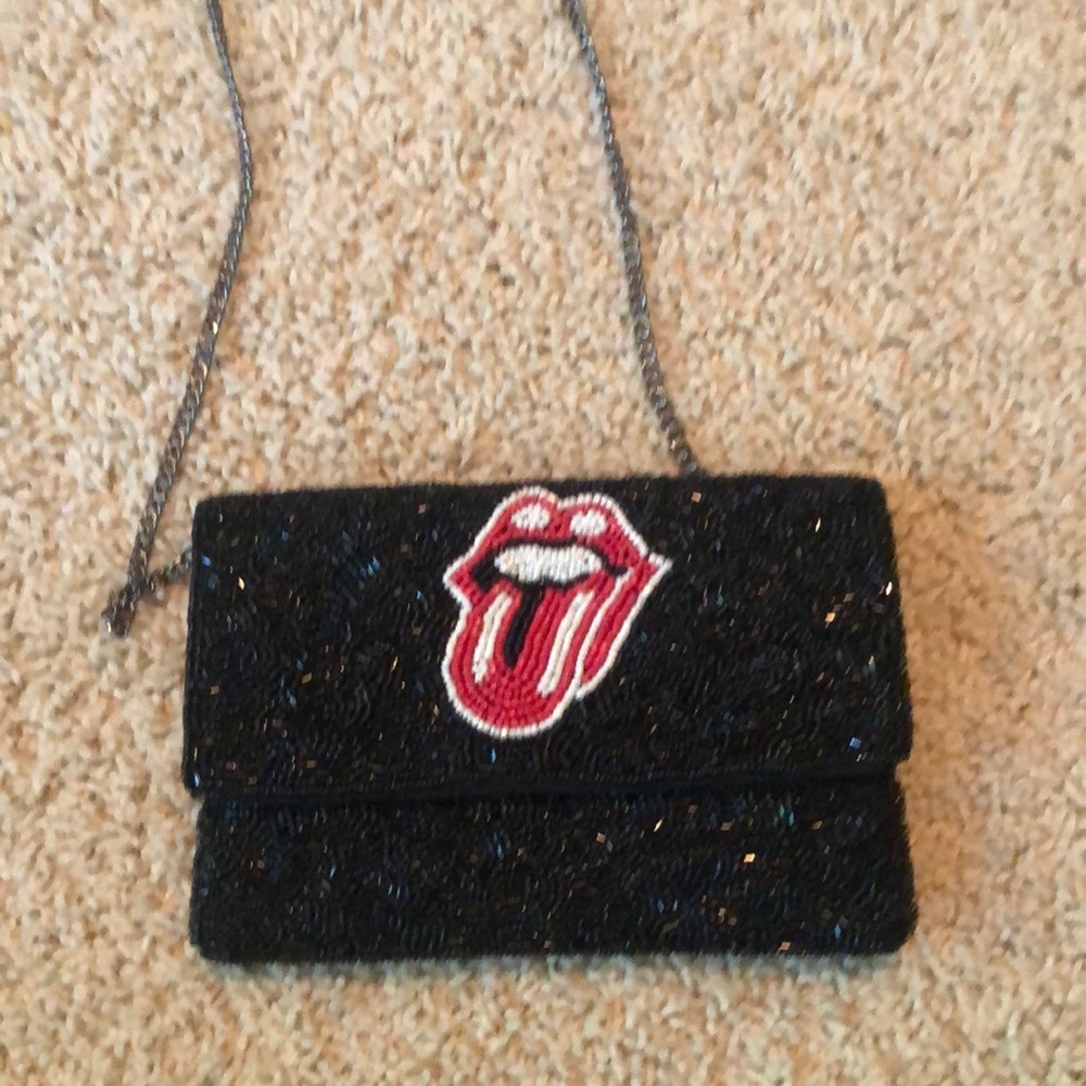 Lips beaded mini purse new